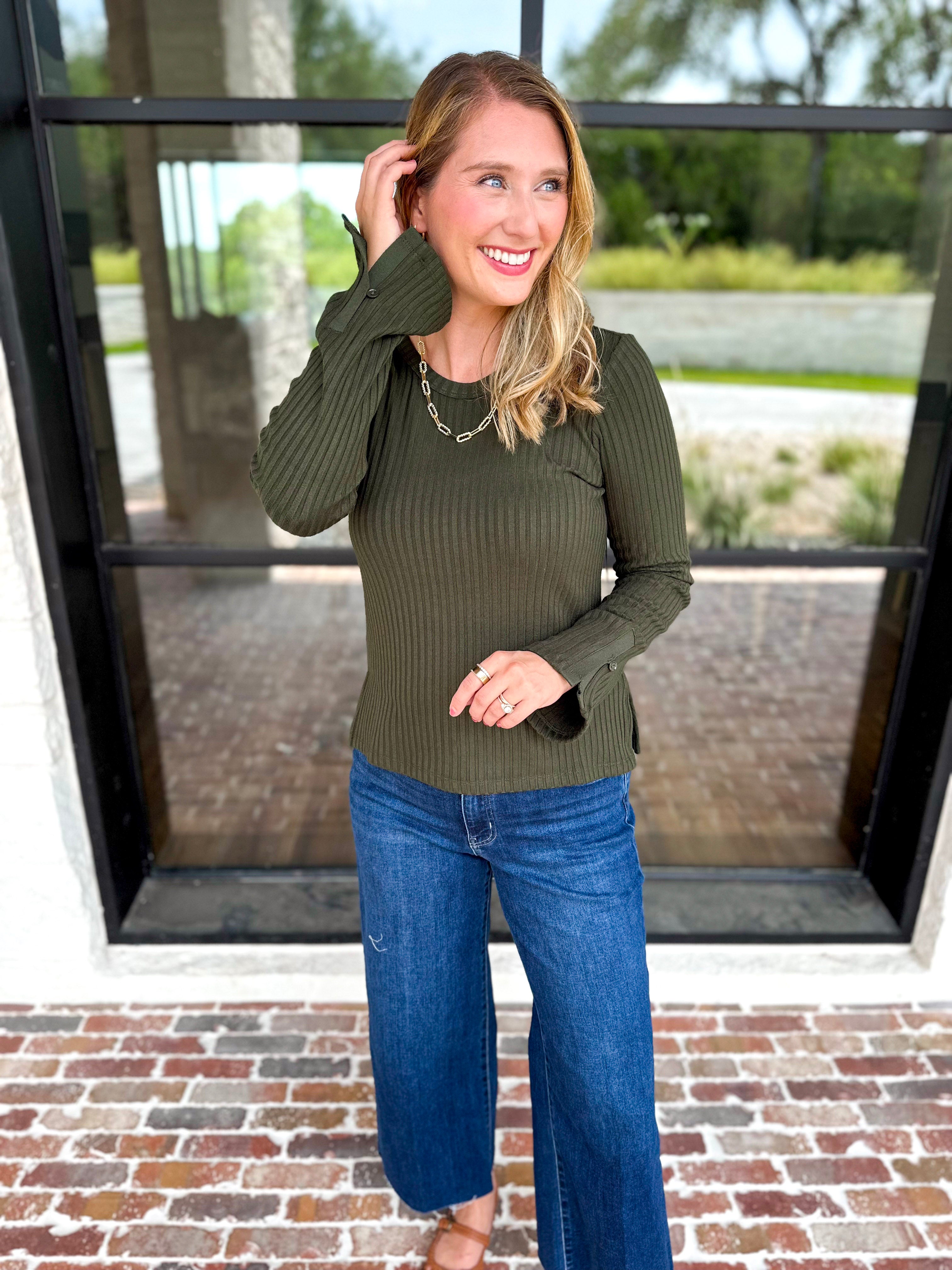 Liverpool - Everyday Favorite Scoop Neck Top - Forest-230 Sweaters/Cardis-LIVERPOOL JEANS COMPANY-July & June Women's Fashion Boutique Located in San Antonio, Texas