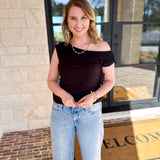 LIVERPOOL - Black Off the Shoulder Top-200 Fashion Blouses-LIVERPOOL JEANS COMPANY-July & June Women's Fashion Boutique Located in San Antonio, Texas