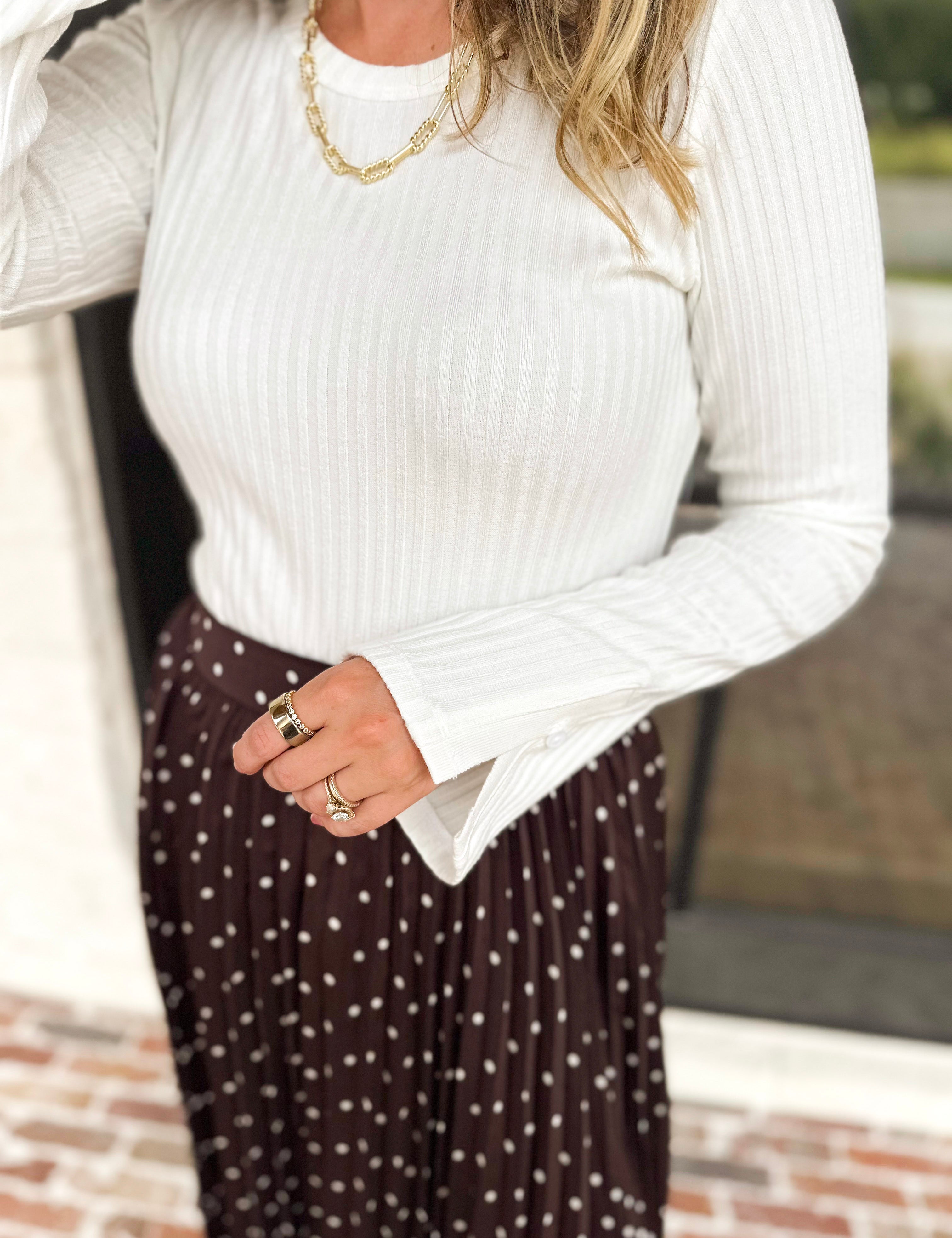 Liverpool - Everyday Favorite Scoop Neck Top - Ivory-230 Sweaters/Cardis-LIVERPOOL JEANS COMPANY-July & June Women's Fashion Boutique Located in San Antonio, Texas