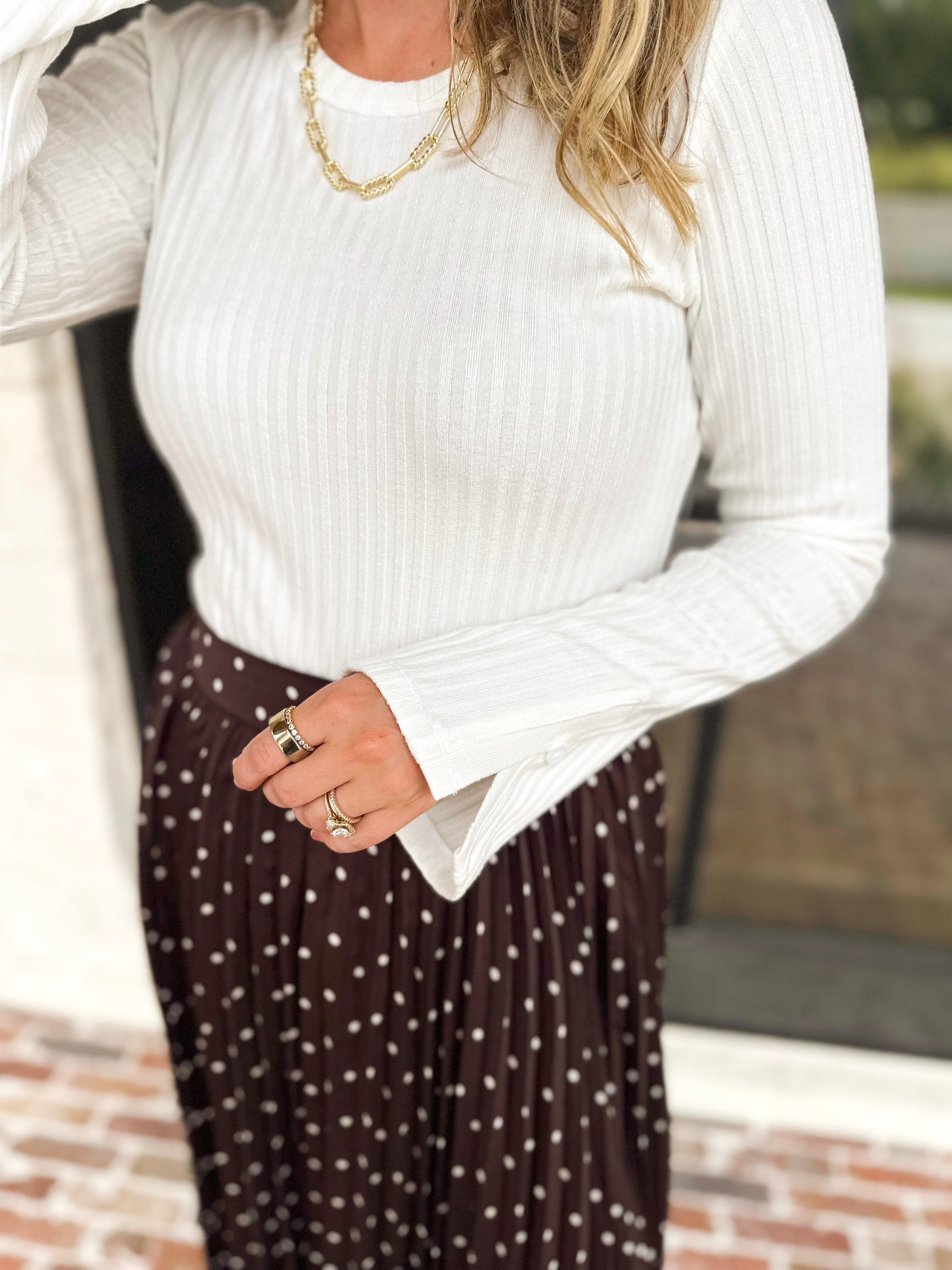 Liverpool - Everyday Favorite Scoop Neck Top - Ivory-230 Sweaters/Cardis-LIVERPOOL JEANS COMPANY-July & June Women's Fashion Boutique Located in San Antonio, Texas