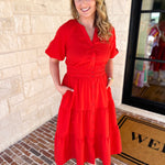 The Carrie Midi Dress - Red-500 Midi-IN FEBRUARY-July & June Women's Fashion Boutique Located in San Antonio, Texas