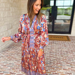 Current Air - Fall Gardens Midi Dress-500 Midi-CURRENT AIR CLOTHING-July & June Women's Fashion Boutique Located in San Antonio, Texas