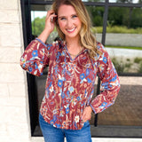 Current Air - Fall Gardens Blouse-200 Fashion Blouses-CURRENT AIR CLOTHING-July & June Women's Fashion Boutique Located in San Antonio, Texas