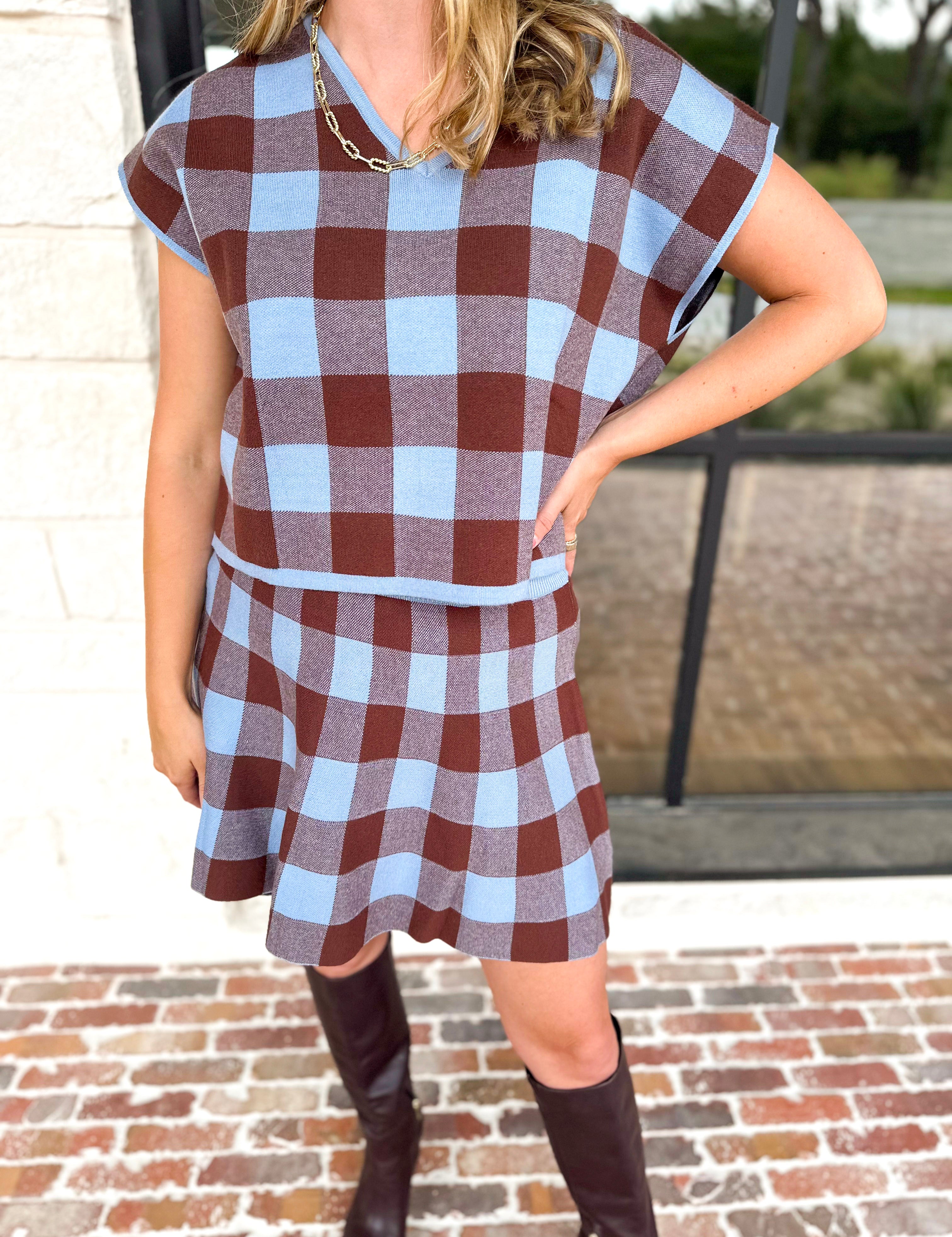 The Margot Set - Chocolate & Blue-510 Mini-ENTRO-July & June Women's Fashion Boutique Located in San Antonio, Texas