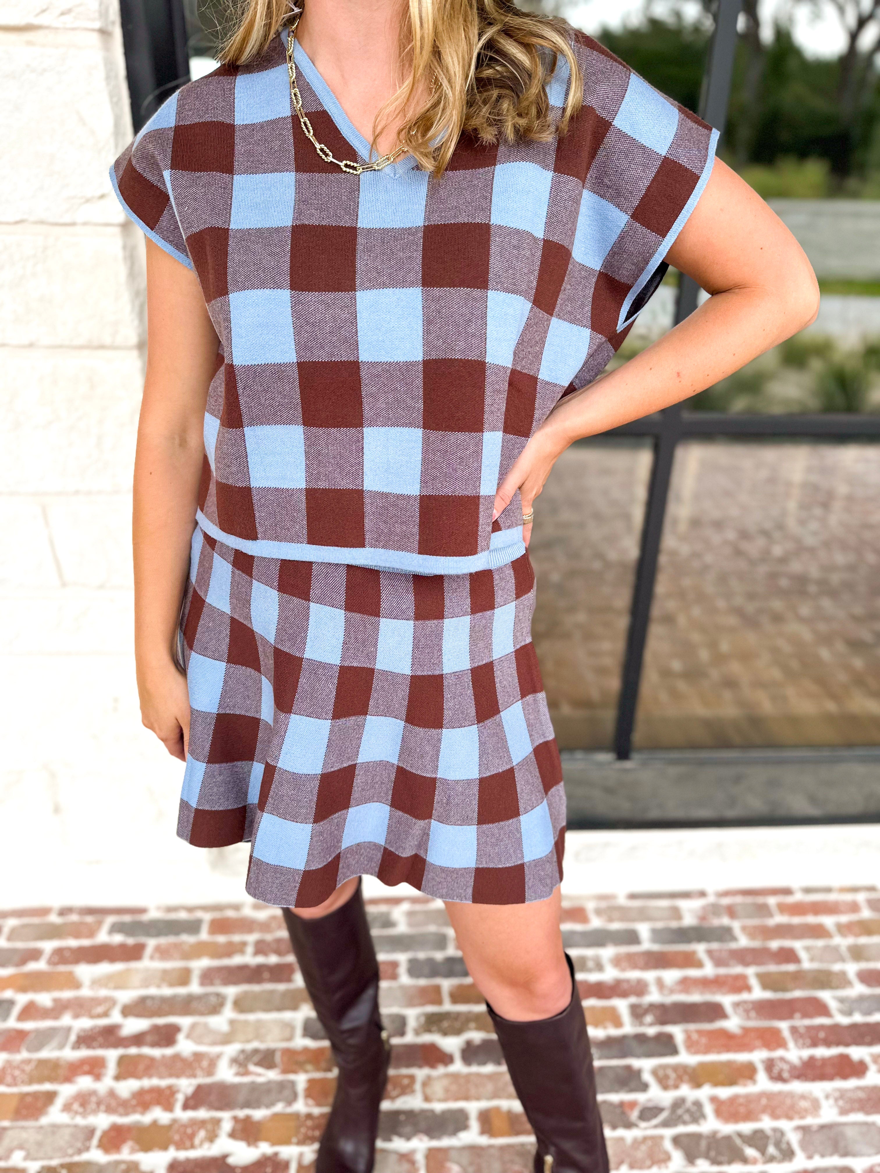 The Margot Set - Chocolate & Blue-510 Mini-ENTRO-July & June Women's Fashion Boutique Located in San Antonio, Texas