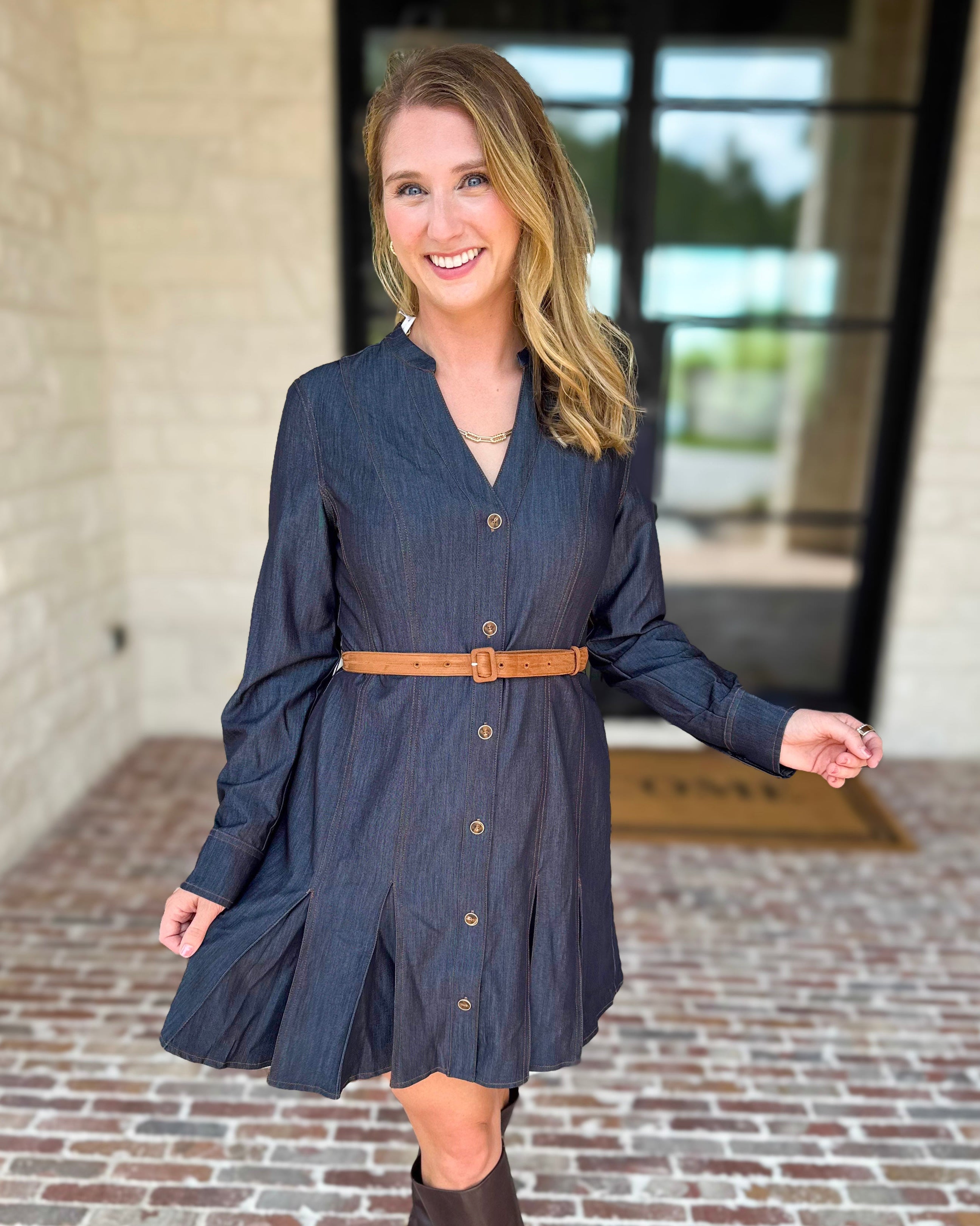 Current Air - Chic Denim Daydream Mini Dress-510 Mini-CURRENT AIR CLOTHING-July & June Women's Fashion Boutique Located in San Antonio, Texas
