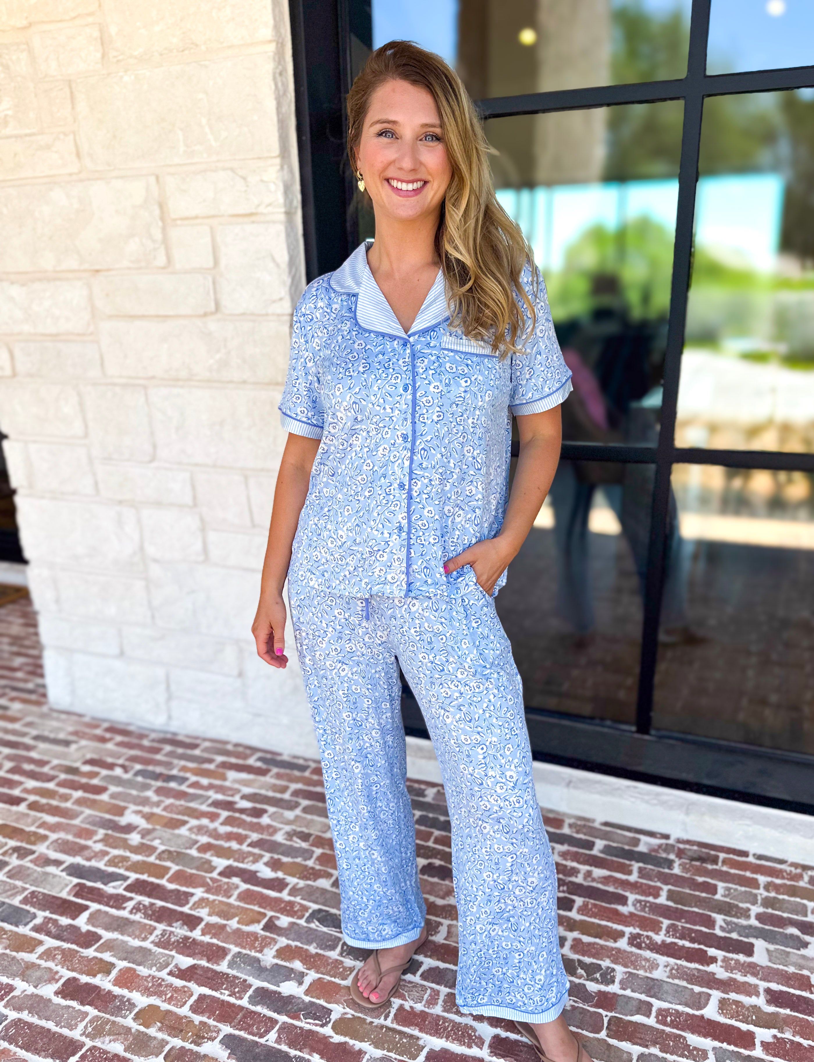 MARY SQUARE - Charlotte Pants PJ Set - Meadow Lane-300 Athleisure/Lounge-MARY SQUARE-July & June Women's Fashion Boutique Located in San Antonio, Texas