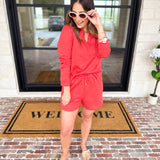 Mary Square - Lindsay Textured Set - Coral-300 Athleisure/Lounge-MARY SQUARE-July & June Women's Fashion Boutique Located in San Antonio, Texas