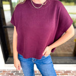 Easy Going Short Sleeve Knit Top - Burgundy-230 Sweaters/Cardis-PINCH-July & June Women's Fashion Boutique Located in San Antonio, Texas