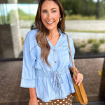 Easy Days Denim Top-200 Fashion Blouses-ENTRO-July & June Women's Fashion Boutique Located in San Antonio, Texas