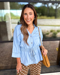 Easy Days Denim Top-200 Fashion Blouses-ENTRO-July & June Women's Fashion Boutique Located in San Antonio, Texas