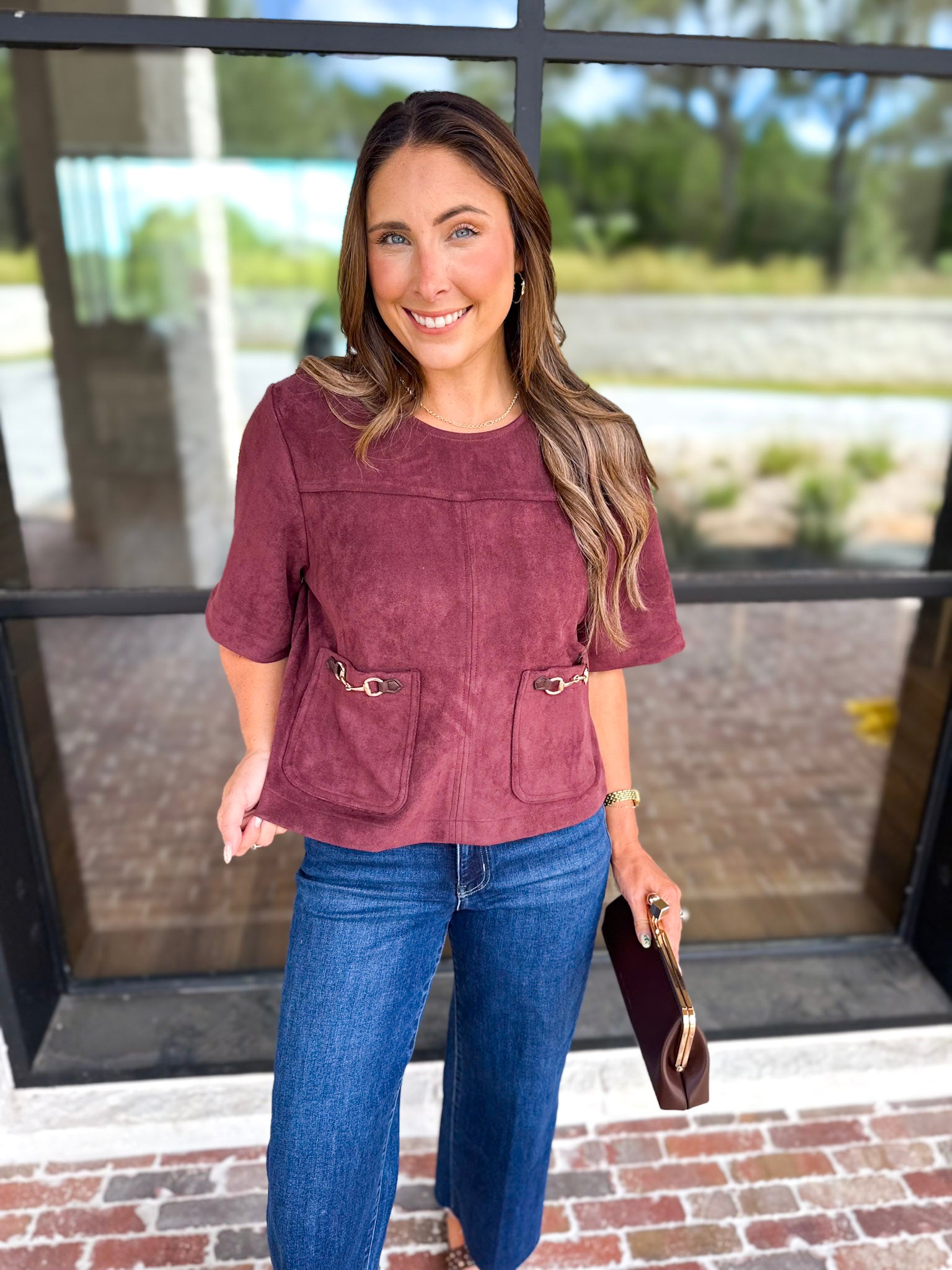 In Style Suede Top - Merlot-200 Fashion Blouses-ENTRO-July & June Women's Fashion Boutique Located in San Antonio, Texas