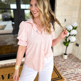 LIVERPOOL - Light Pink Button Down Blouse-200 Fashion Blouses-LIVERPOOL JEANS COMPANY-July & June Women's Fashion Boutique Located in San Antonio, Texas