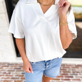 Everyday Pick Top - White-210 Casual Blouses-JODIFL-July & June Women's Fashion Boutique Located in San Antonio, Texas