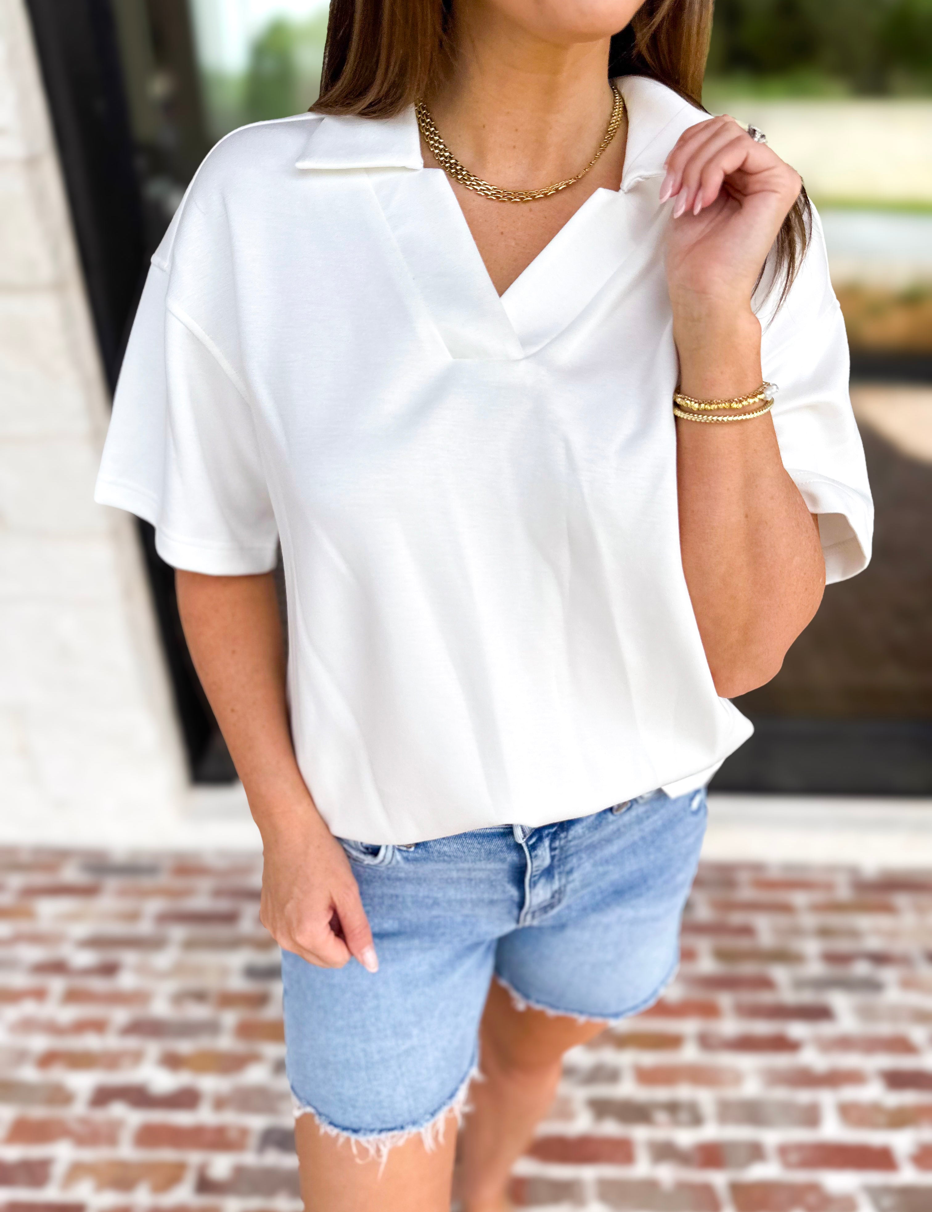 Everyday Pick Top - White-210 Casual Blouses-JODIFL-July & June Women's Fashion Boutique Located in San Antonio, Texas