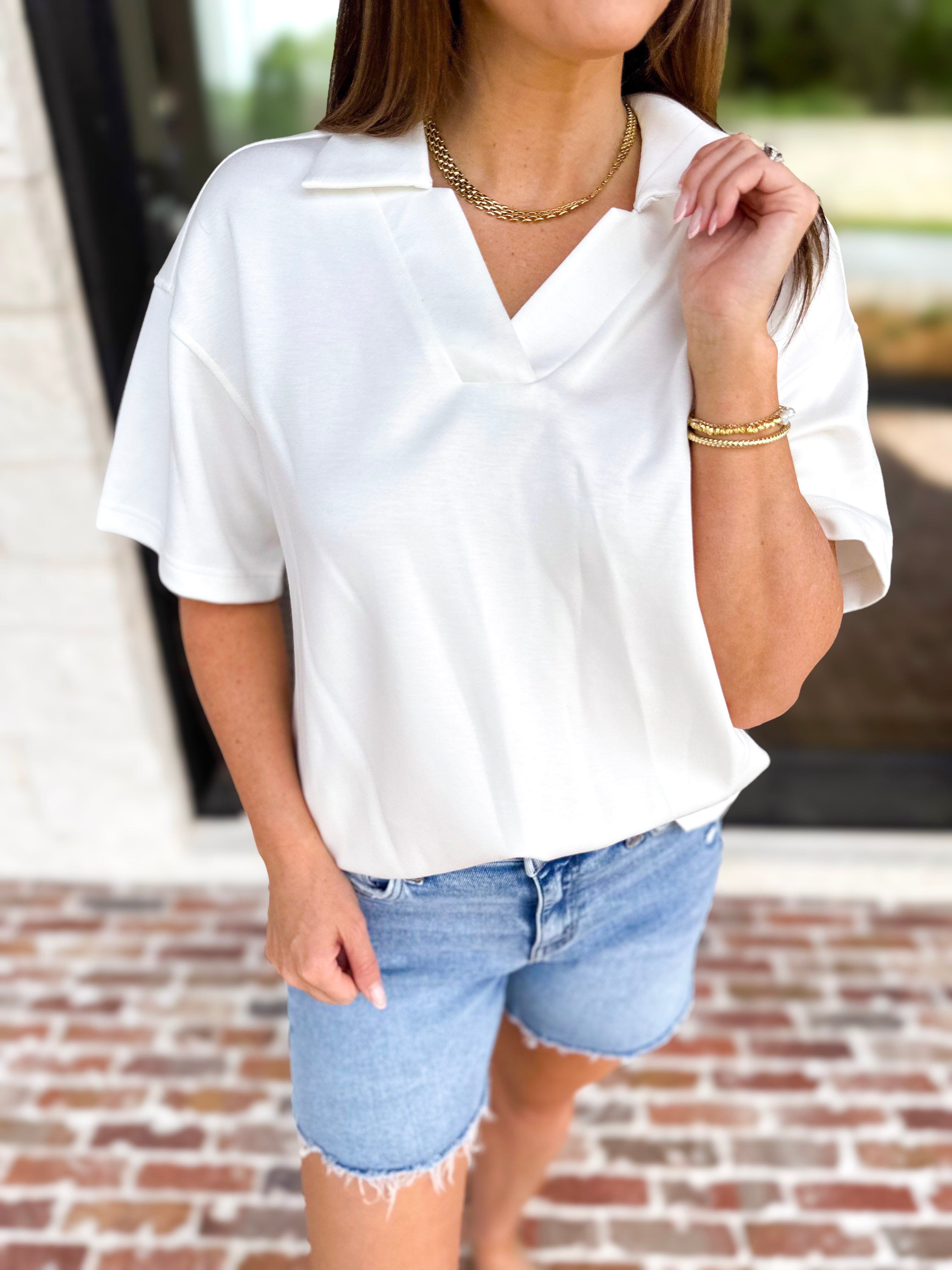 Everyday Pick Top - White-210 Casual Blouses-JODIFL-July & June Women's Fashion Boutique Located in San Antonio, Texas