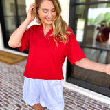 Everyday Pick Top - Red-210 Casual Blouses-JODIFL-July & June Women's Fashion Boutique Located in San Antonio, Texas