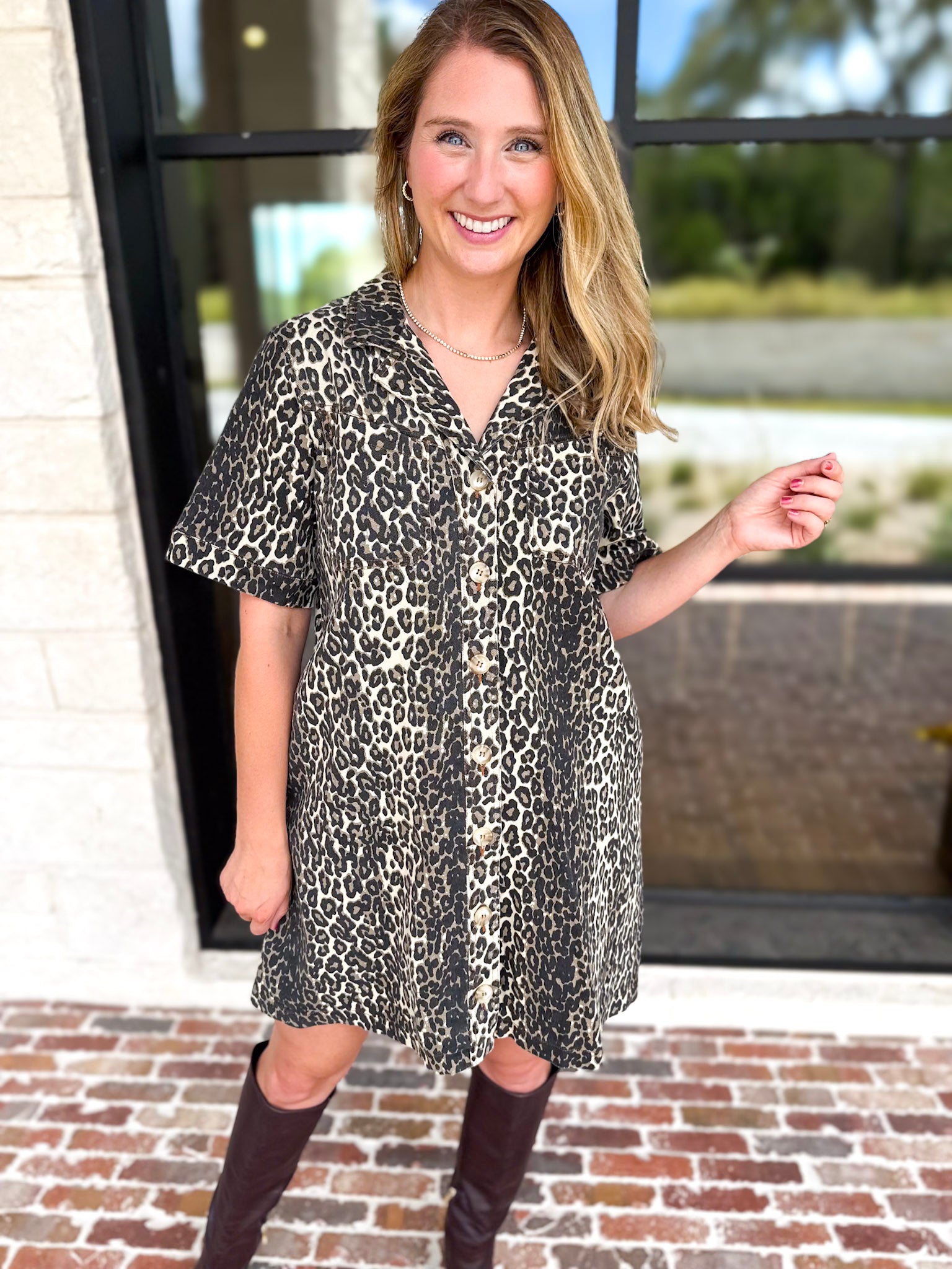 Crazy About You Leopard Mini Dress-510 Mini-ENTRO-July & June Women's Fashion Boutique Located in San Antonio, Texas