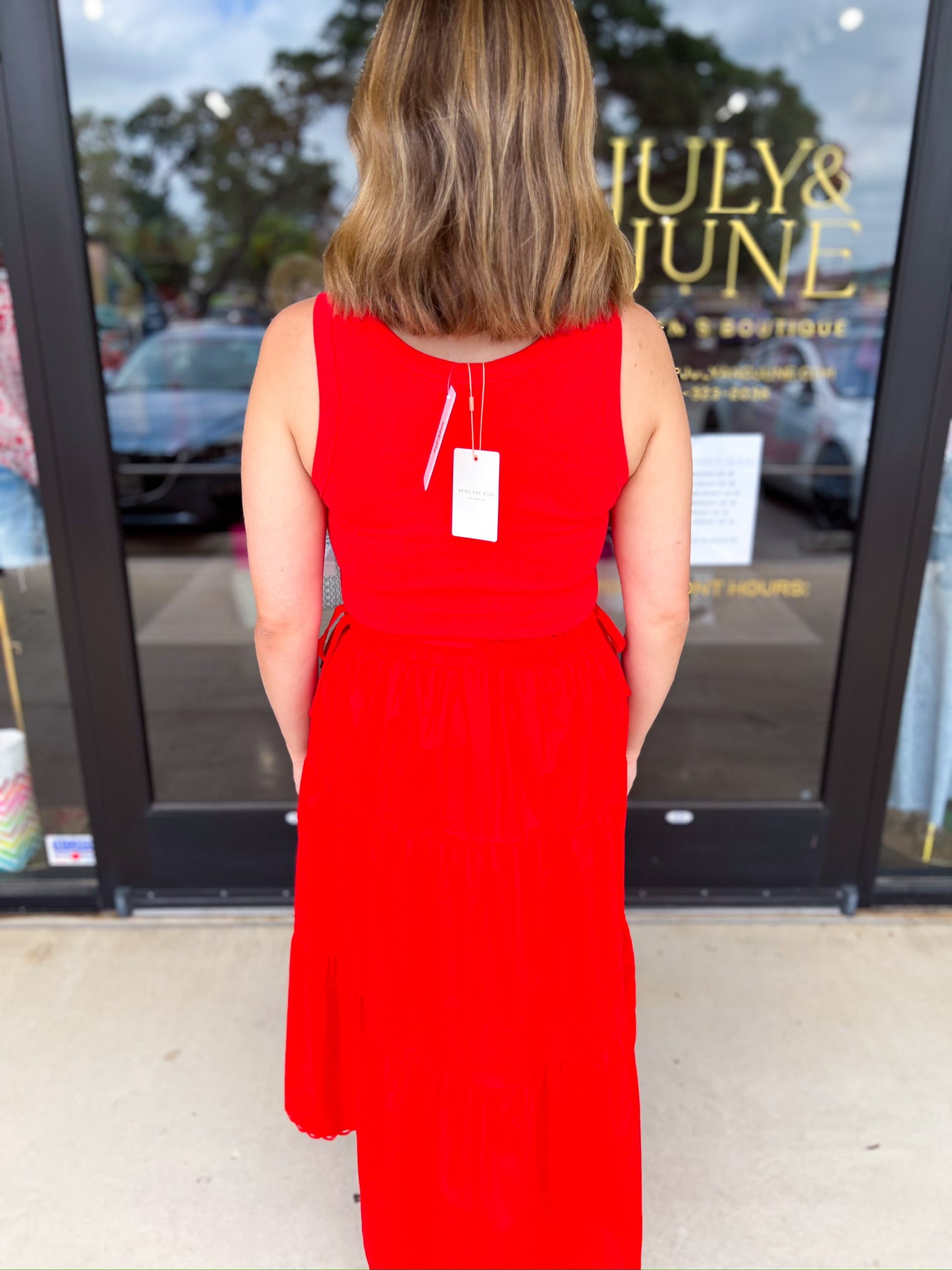 The Summertime Savvy Midi Dress - Red-500 Midi-SKIES ARE BLUE-July & June Women's Fashion Boutique Located in San Antonio, Texas