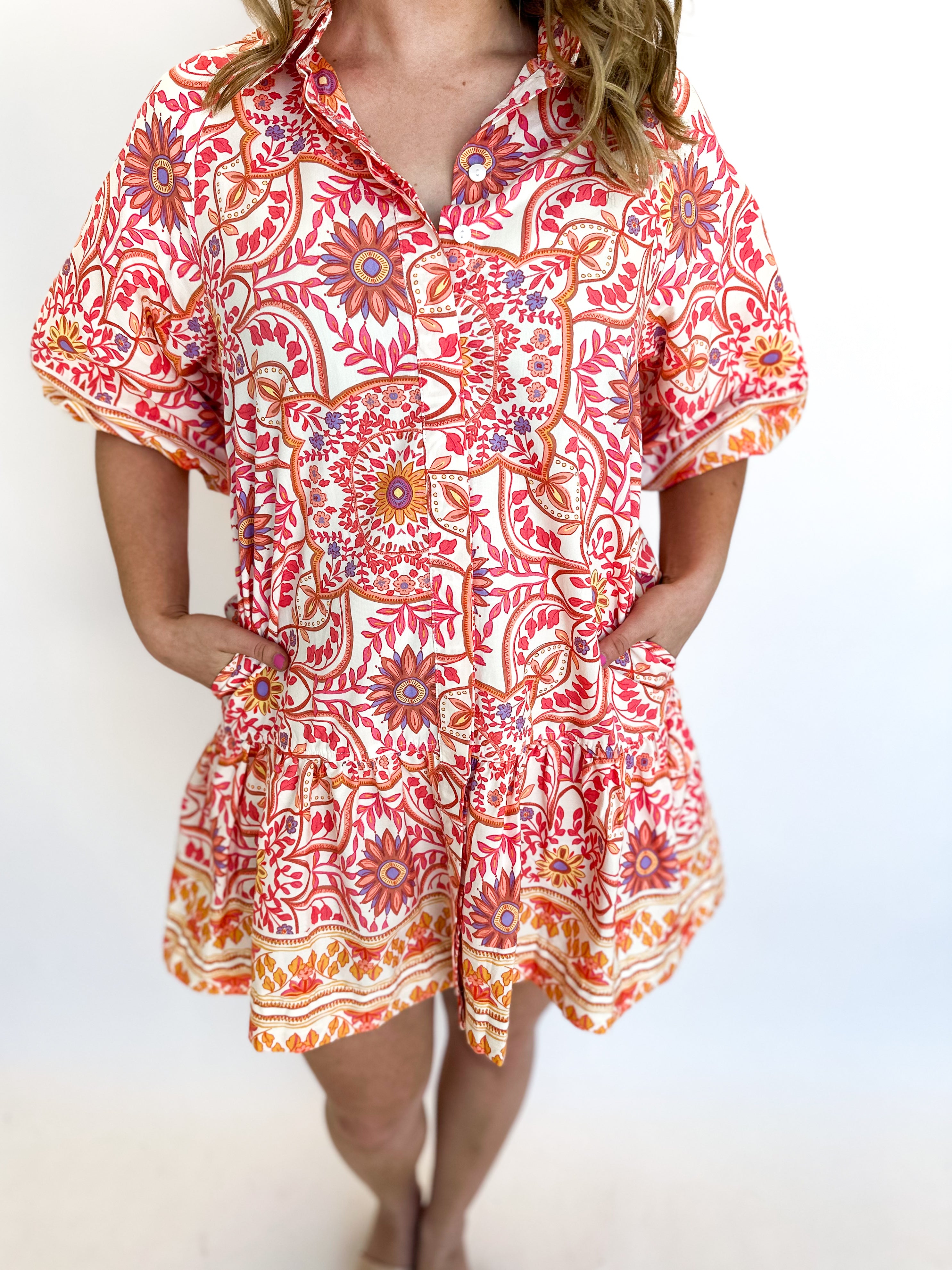 Sunset Collared Mini Dress-510 Mini-OLIVACEOUS-July & June Women's Fashion Boutique Located in San Antonio, Texas