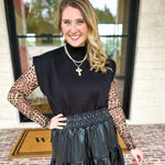 Sheer Long Sleeve Layering Top - Leopard-200 Fashion Blouses-VEVERET CLOTHING-July & June Women's Fashion Boutique Located in San Antonio, Texas