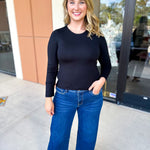 Double Lined Layering Long Sleeve Tops - Black-220 Basic Tops-POLOGRAM-July & June Women's Fashion Boutique Located in San Antonio, Texas