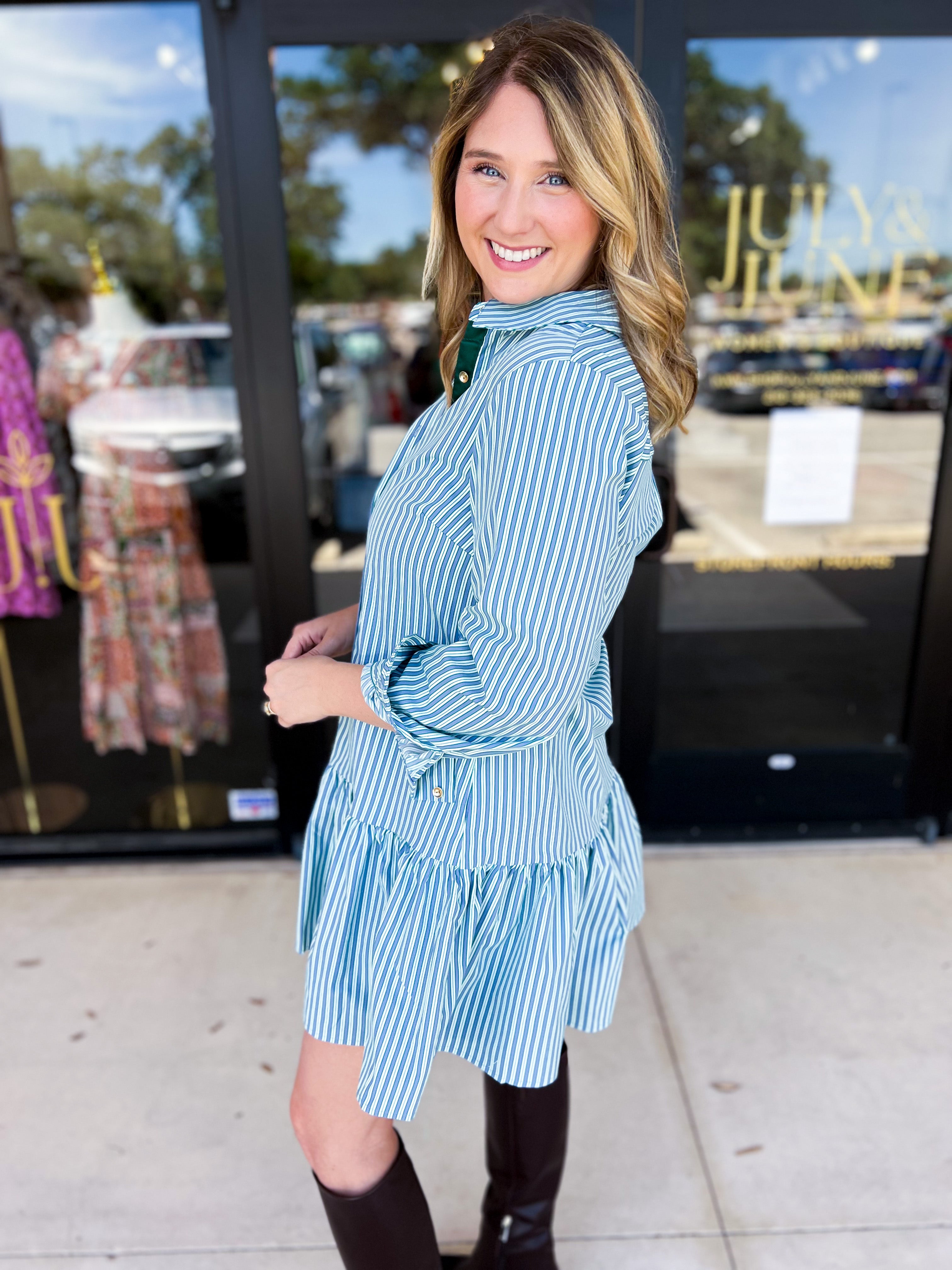 MARY SQUARE - Fiona Stripe Mini Dress-510 Mini-MARY SQUARE-July & June Women's Fashion Boutique Located in San Antonio, Texas
