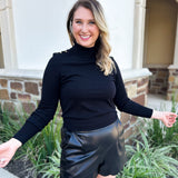 Classic Turtleneck Sweater Top - Black-230 Sweaters/Cardis-SKIES ARE BLUE-July & June Women's Fashion Boutique Located in San Antonio, Texas