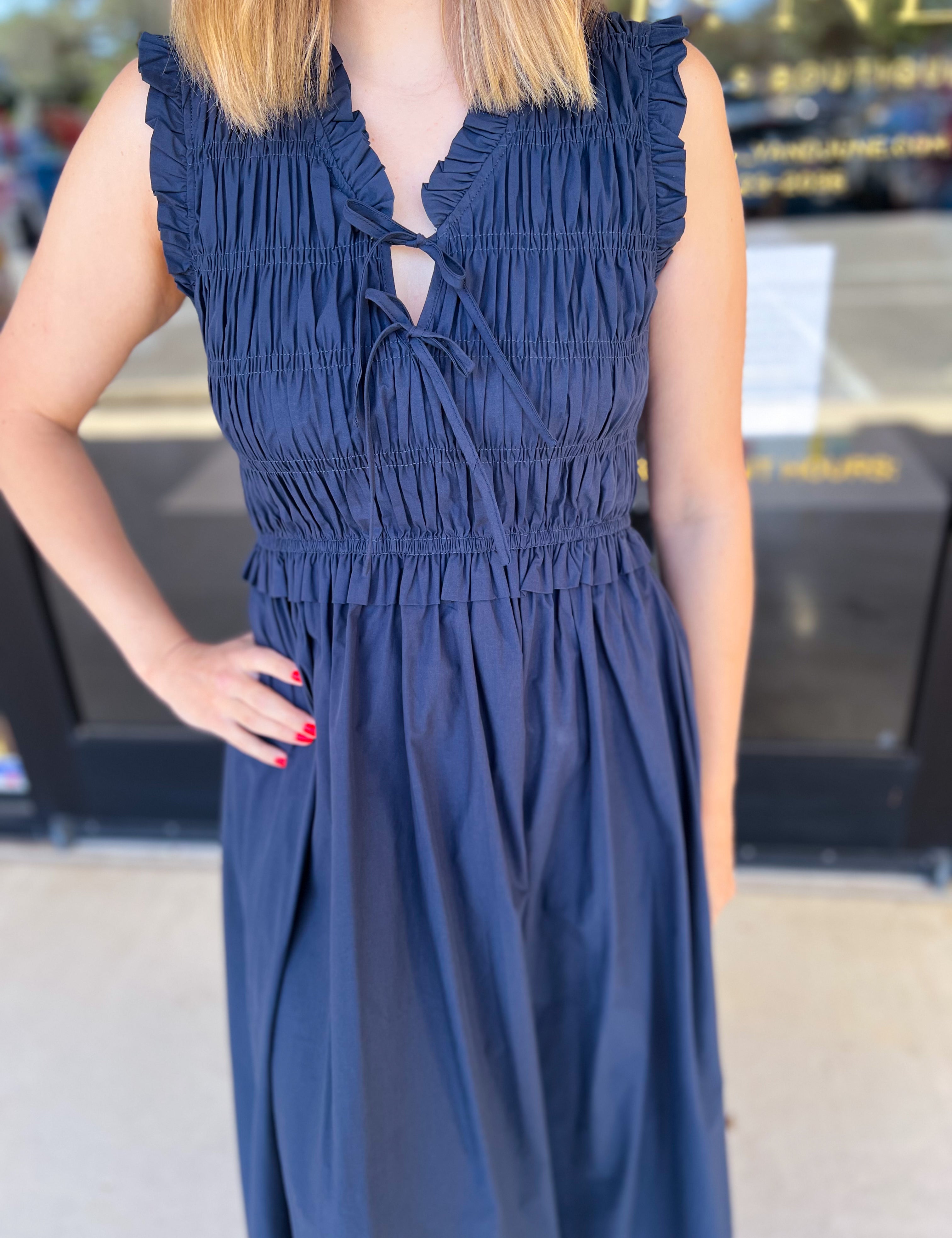 A Day To Remember Midi Dress - Navy-500 Midi-PINCH-July & June Women's Fashion Boutique Located in San Antonio, Texas
