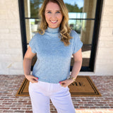 Soft Bloom Everyday Knit Top - Light Blue-230 Sweaters/Cardis-ENTRO-July & June Women's Fashion Boutique Located in San Antonio, Texas