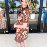 The Julia Mini Dress - Brown-510 Mini-ENTRO-July & June Women's Fashion Boutique Located in San Antonio, Texas