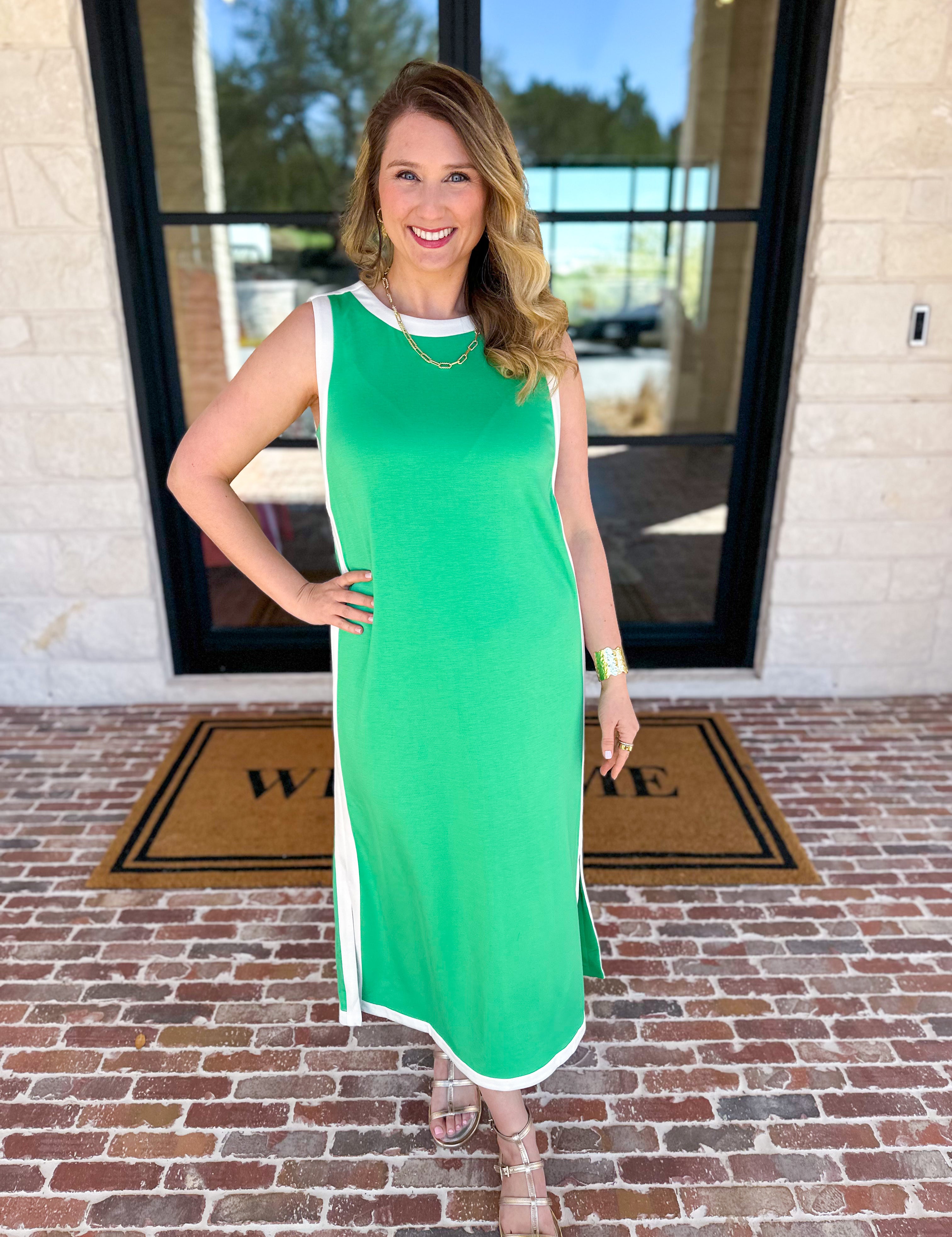 The Casual Cutie Midi Dress - Kelly Green-500 Midi-ENTRO-July & June Women's Fashion Boutique Located in San Antonio, Texas