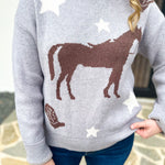 THML - Grey Horse Sweater-230 Sweaters/Cardis-THML-July & June Women's Fashion Boutique Located in San Antonio, Texas