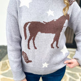 THML - Grey Horse Sweater-230 Sweaters/Cardis-THML-July & June Women's Fashion Boutique Located in San Antonio, Texas
