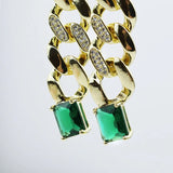 Treasure Jewels - Crystal Chain Drop Earrings - Emerald-110 Jewelry & Hair-Treasure Jewels-July & June Women's Fashion Boutique Located in San Antonio, Texas