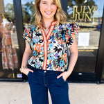 Fun In Fall Florals Blouse-200 Fashion Blouses-ENTRO-July & June Women's Fashion Boutique Located in San Antonio, Texas