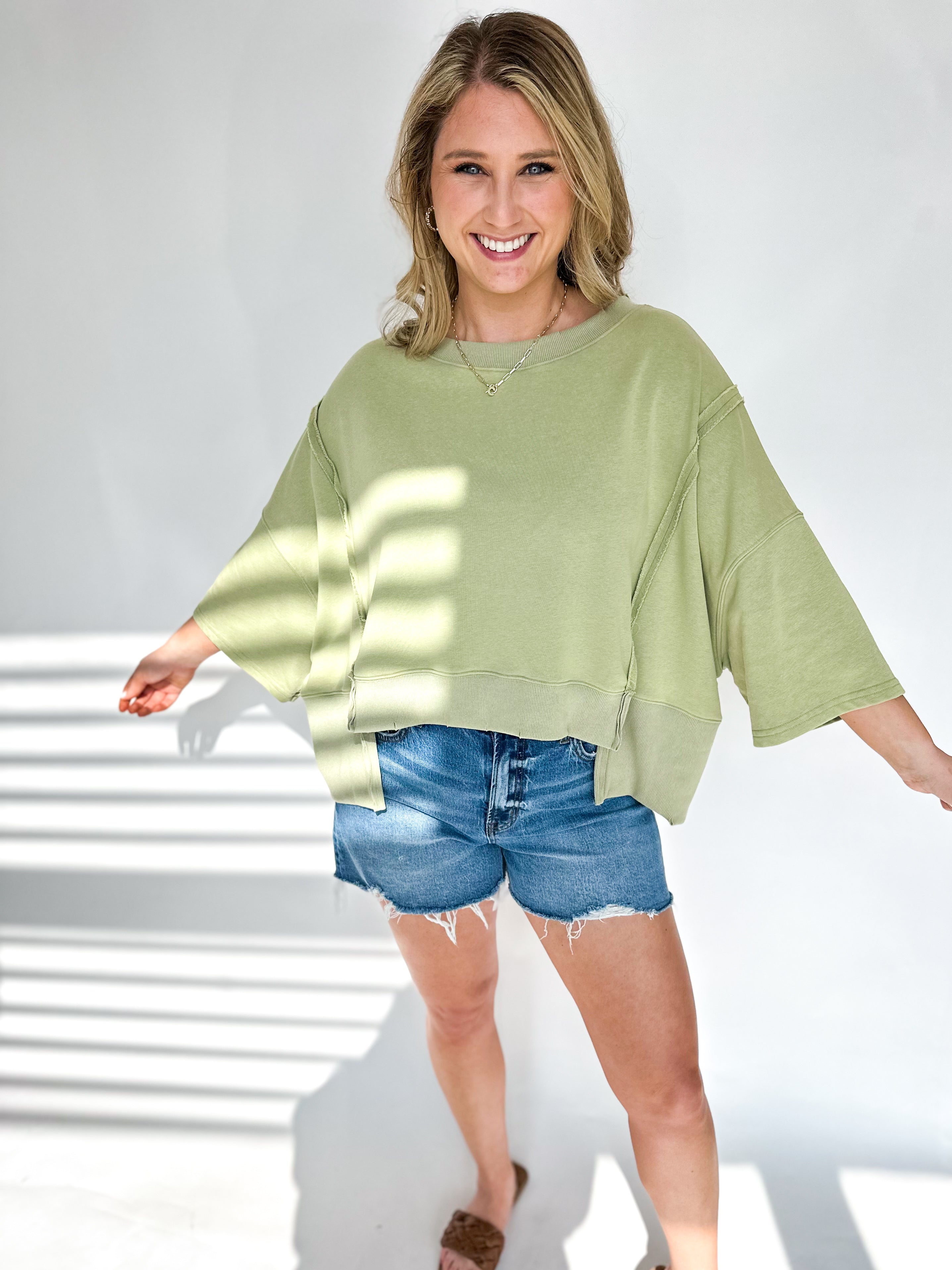 The Ellie Tee - Olive-210 Casual Blouses-FANTASTIC FAWN-July & June Women's Fashion Boutique Located in San Antonio, Texas