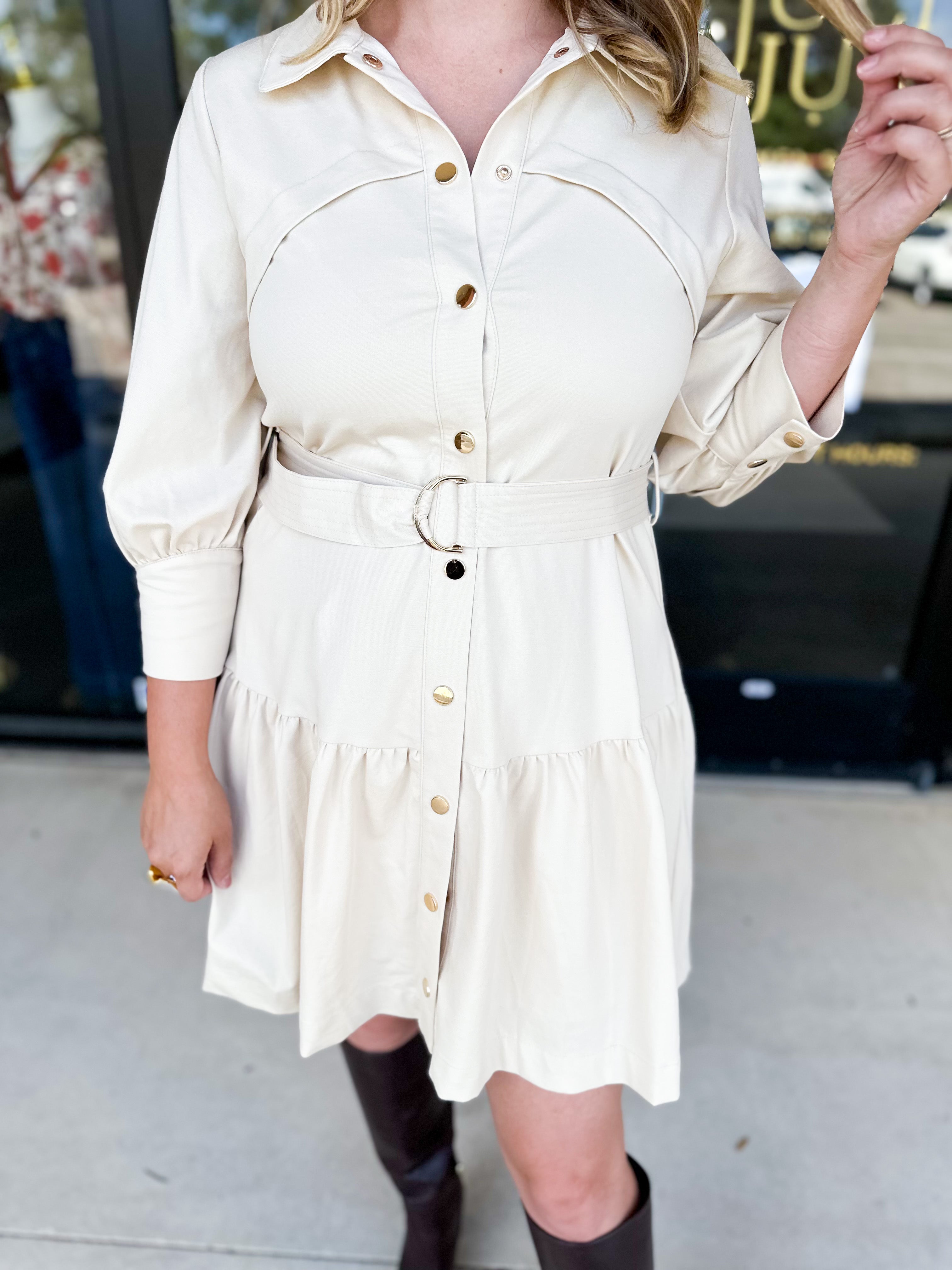 THML - Chic Cream Mini Dress-510 Mini-THML-July & June Women's Fashion Boutique Located in San Antonio, Texas