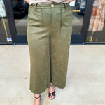 Olive Suede Scalloped Pants-400 Pants-JODIFL-July & June Women's Fashion Boutique Located in San Antonio, Texas