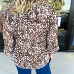 Mocha Cheetah & Ruffle Blouse-200 Fashion Blouses-FATE-July & June Women's Fashion Boutique Located in San Antonio, Texas