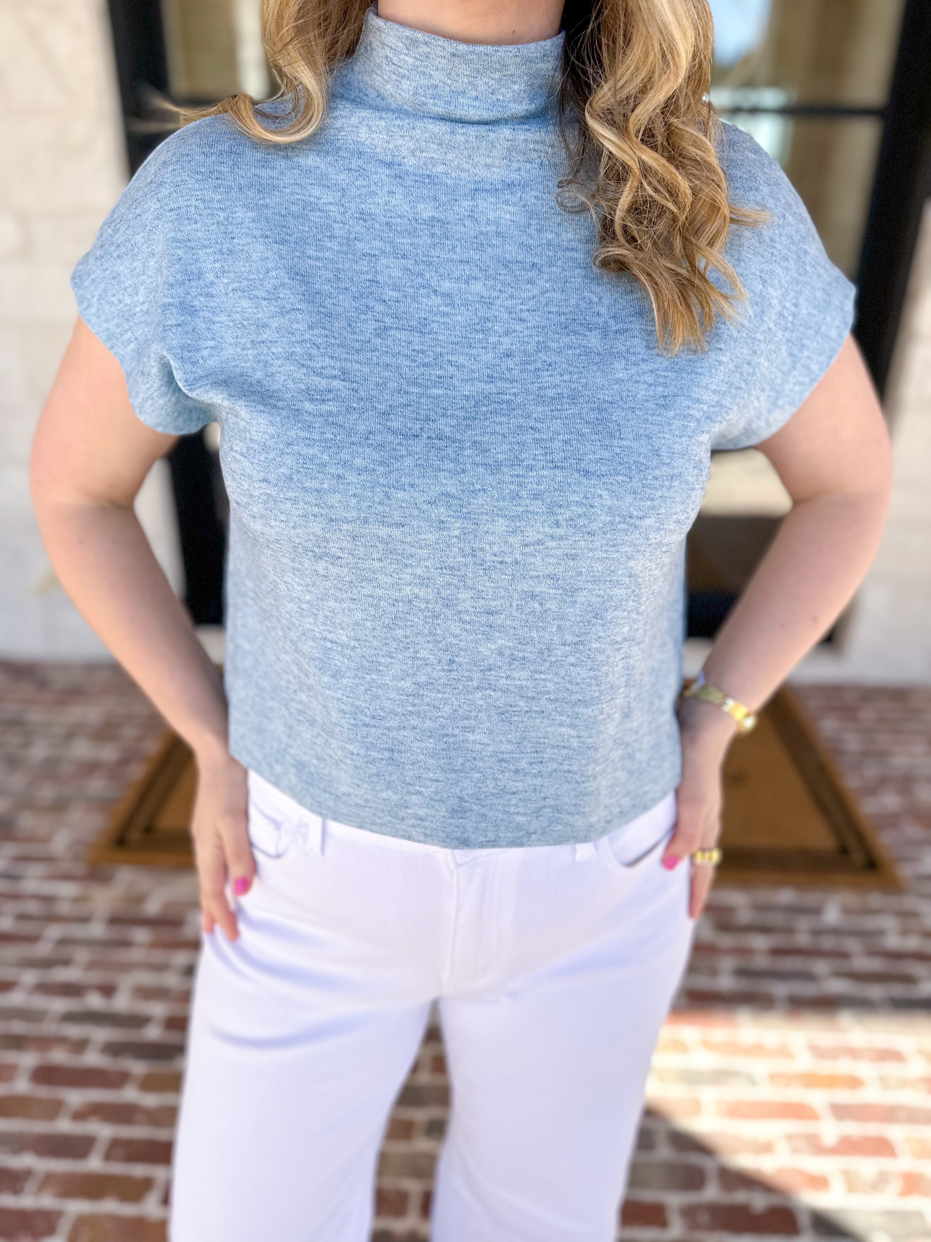 Soft Bloom Everyday Knit Top - Light Blue-230 Sweaters/Cardis-ENTRO-July & June Women's Fashion Boutique Located in San Antonio, Texas