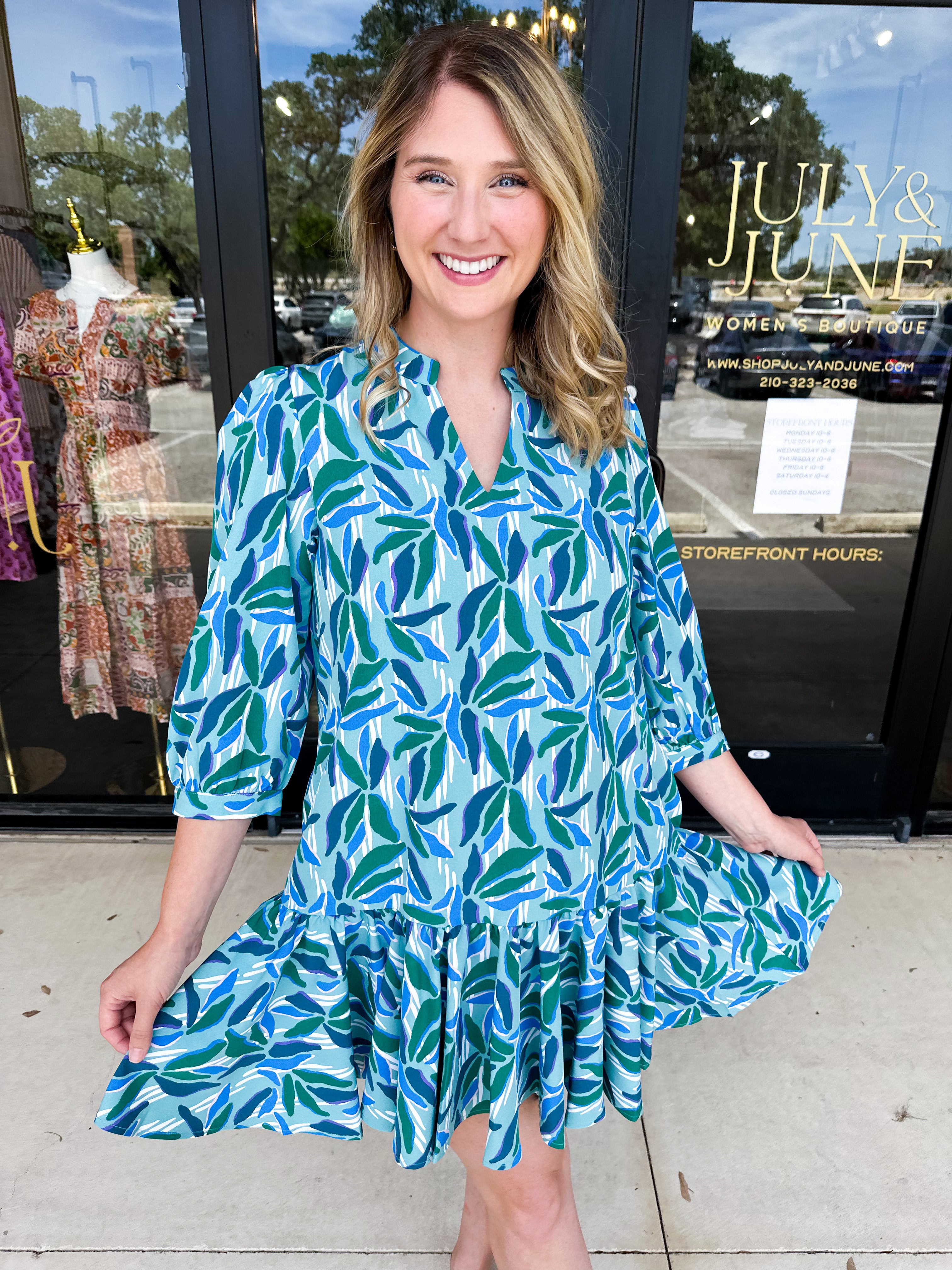 Mary Square - Reflecting Green Mini Dress-510 Mini-MARY SQUARE-July & June Women's Fashion Boutique Located in San Antonio, Texas