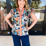 Fun In Fall Florals Blouse-200 Fashion Blouses-ENTRO-July & June Women's Fashion Boutique Located in San Antonio, Texas