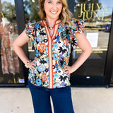 Fun In Fall Florals Blouse-200 Fashion Blouses-ENTRO-July & June Women's Fashion Boutique Located in San Antonio, Texas