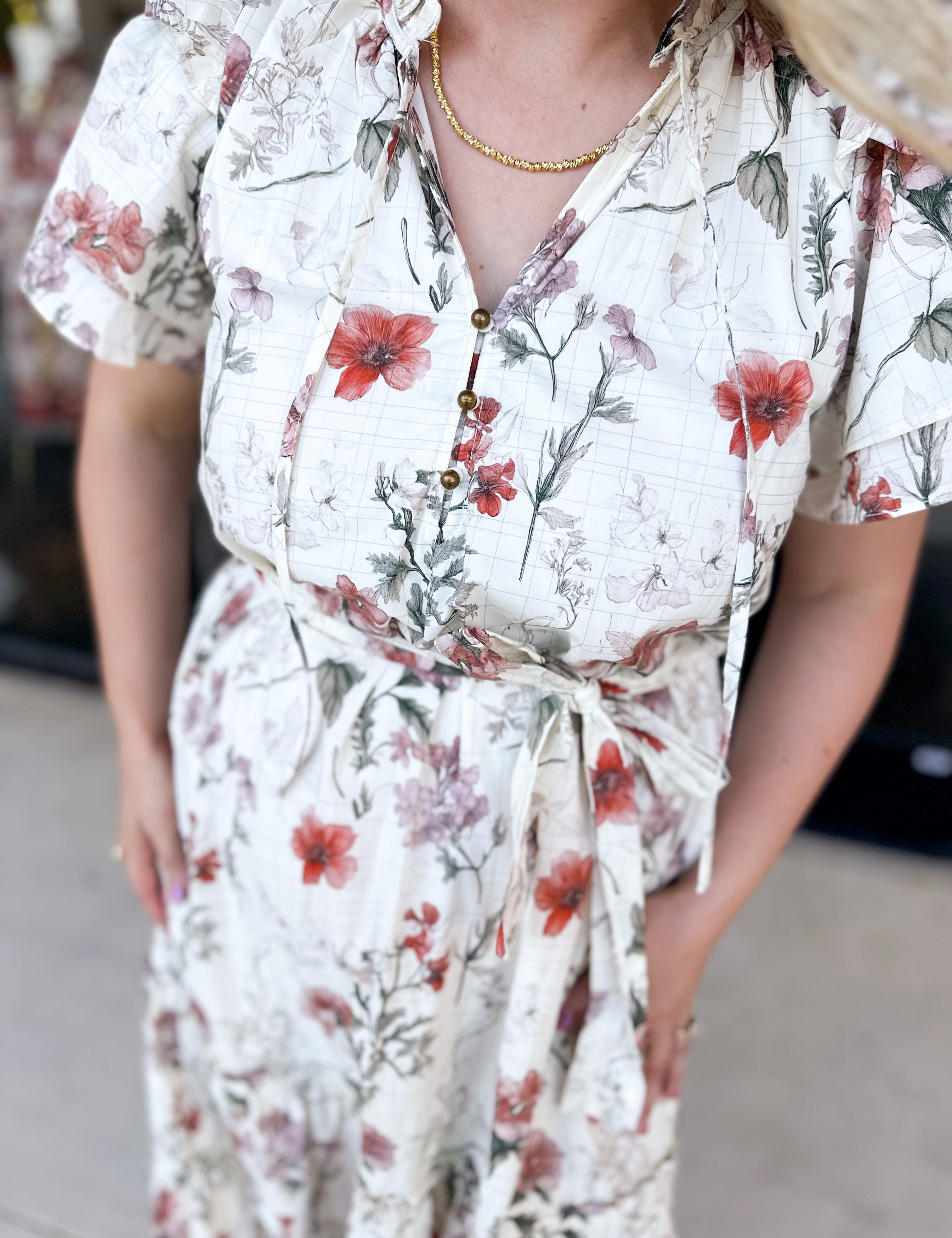 Autumn Garden Midi Dress-500 Midi-ENTRO-July & June Women's Fashion Boutique Located in San Antonio, Texas