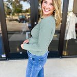 Henley Long Sleeve Basic Top - Olive-210 Casual Blouses-POLOGRAM-July & June Women's Fashion Boutique Located in San Antonio, Texas