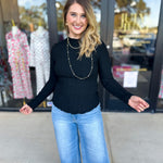 Kinsley Long Sleeve - Black-210 Casual Blouses-POLOGRAM-July & June Women's Fashion Boutique Located in San Antonio, Texas