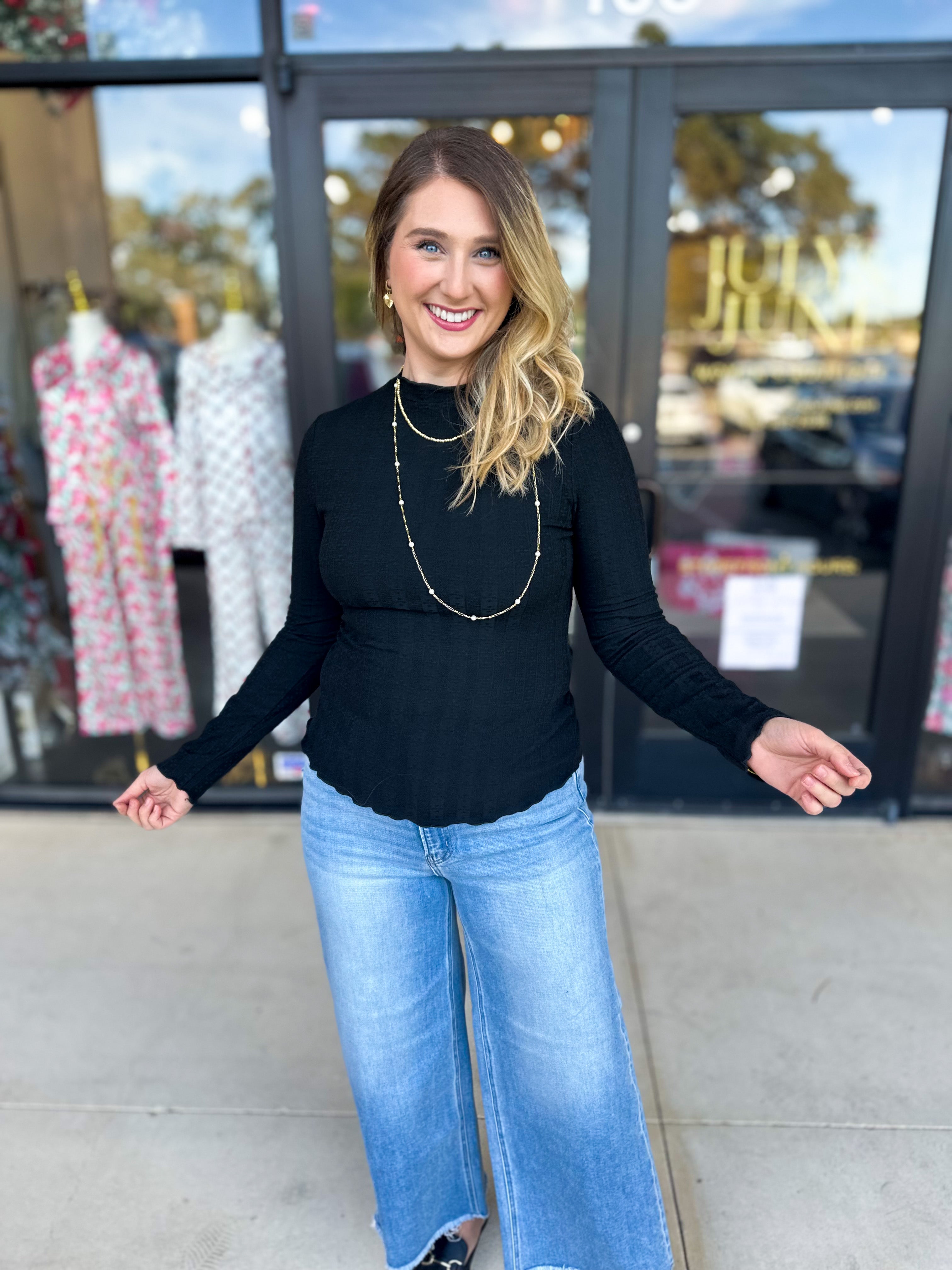 Kinsley Long Sleeve - Black-210 Casual Blouses-POLOGRAM-July & June Women's Fashion Boutique Located in San Antonio, Texas