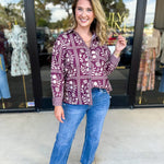 The Wrenlee Blouse - Wine-200 Fashion Blouses-POLOGRAM-July & June Women's Fashion Boutique Located in San Antonio, Texas