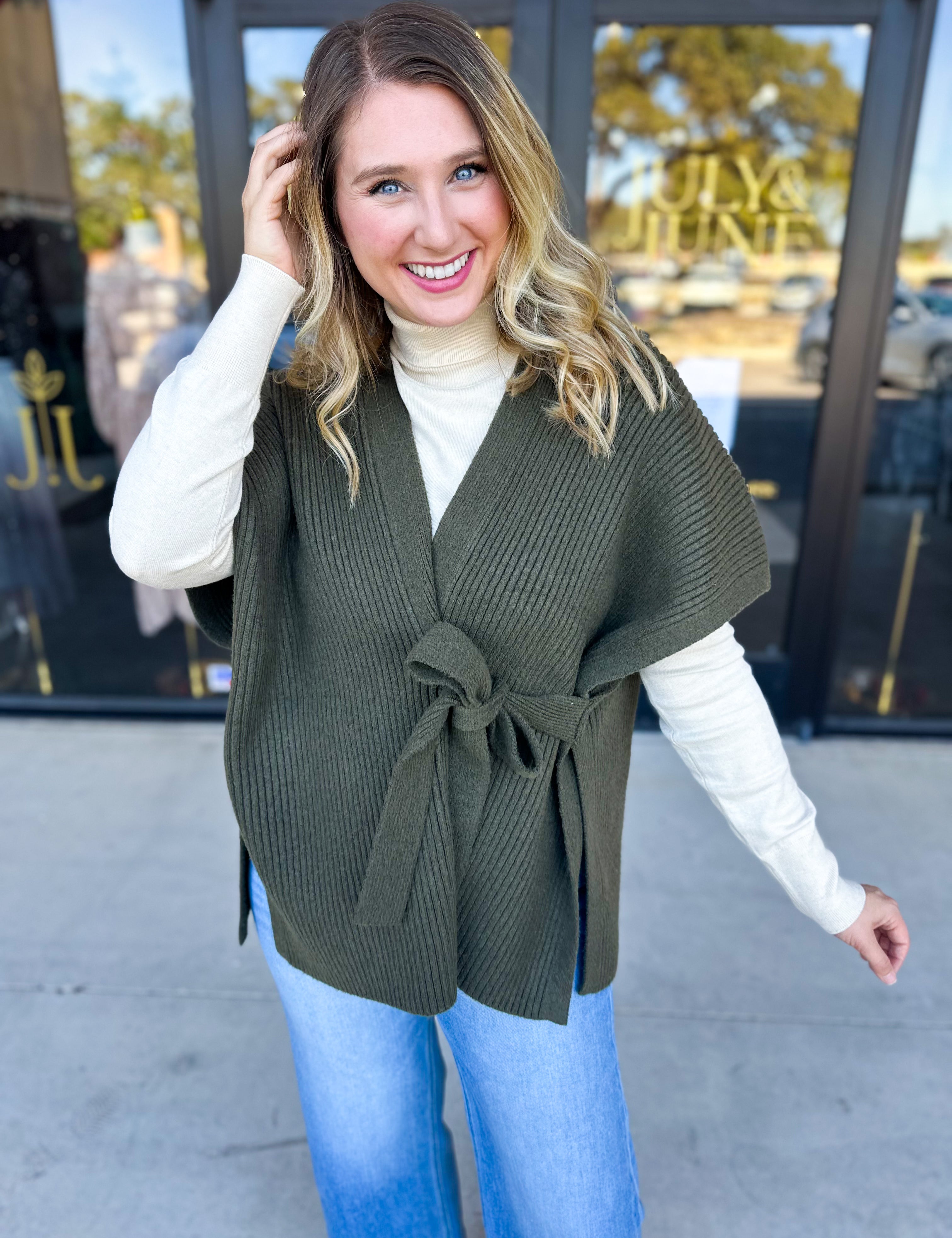 THML - Chic Knit Cardigan Wrap - Green-230 Sweaters/Cardis-THML-July & June Women's Fashion Boutique Located in San Antonio, Texas